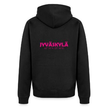 Jyväskylä - Finlande - Coordonnées - Longitude - Veste à capuche bio Premium Unisexe - noir - Dos - Nico (187cm)