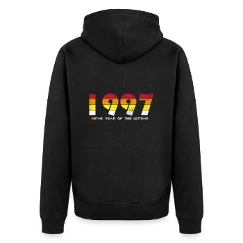 Millésime 1997 - L’année de la légende - Rétro 27 - Veste à capuche bio Premium Unisexe - noir - Dos - Nico (187cm)