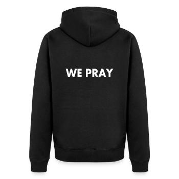 We pray - Unisex Premium Bio Zip Hoodie - Schwarz - Hinten - Nico (187cm)