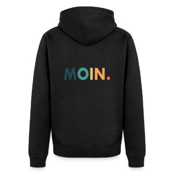 Moin Retro Geschenk Dialekt Deutsch - Unisex Premium Bio Zip Hoodie - Schwarz - Hinten - Nico (187cm)