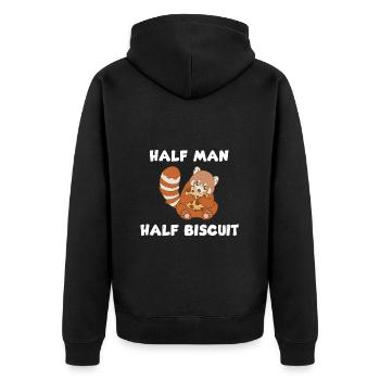 Half man, half biscuit - Unisex Premium Organic Zip Hoodie - black - Back - Nico (187cm)