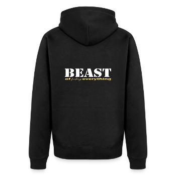 Beast everything white - Unisex Premium Organic Zip Hoodie - black - Back - Nico (187cm)