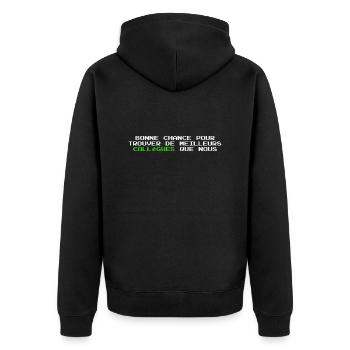 Man Humor Co-worker Departure Gift - Unisex Premium Organic Zip Hoodie - black - Back - Nico (187cm)