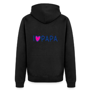 Vatertag Geschenk I love Papa - Unisex Premium Bio Zip Hoodie - Schwarz - Hinten - Nico (187cm)