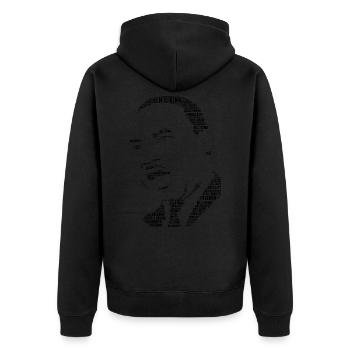 martin luther king stencil word cloud - Unisex Premium Organic Zip Hoodie - black - Back - Nico (187cm)