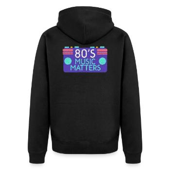 80er Musik - Unisex Premium Bio Zip Hoodie - Schwarz - Hinten - Nico (187cm)