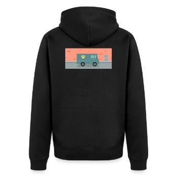 IPS Truck - King of Queens - Unisex Premium Bio Zip Hoodie - Schwarz - Hinten - Nico (187cm)