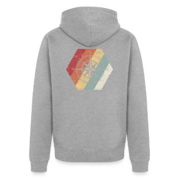 Compass Outdoor Bushcraft Vintage - Unisex Premium Organic Zip Hoodie - heather grey - Back - Nico (187cm)
