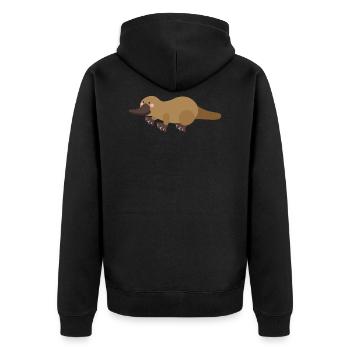 Schnabeltier - Unisex Premium Bio Zip Hoodie - Schwarz - Hinten - Nico (187cm)
