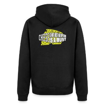 Käse ist nicht nur eine Option es ist ein muss - Unisex Premium Bio Zip Hoodie - Schwarz - Hinten - Nico (187cm)
