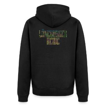 Lüneburger Heide Deutschland Landschaft - Unisex Premium Bio Zip Hoodie - Schwarz - Hinten - Nico (187cm)