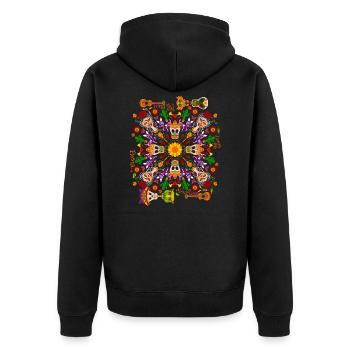 Feiern Sie den Tag der Toten im mexikanischen Stil - Unisex Premium Bio Zip Hoodie - Schwarz - Hinten - Nico (187cm)