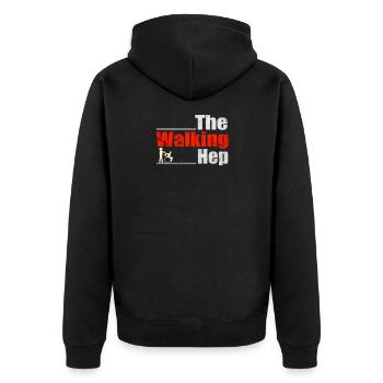 The Walking HEP Heilerziehungspflege Pflegekraft - Unisex Premium Bio Zip Hoodie - Schwarz - Hinten - Nico (187cm)