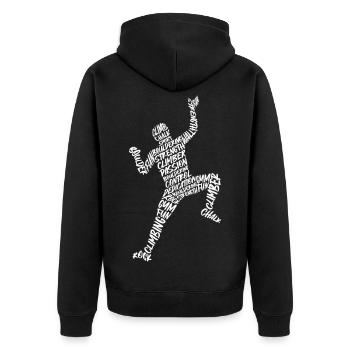 Escalade Montagnes Alpinistes Typographie Bloc - Veste à capuche bio Premium Unisexe - noir - Dos - Nico (187cm)