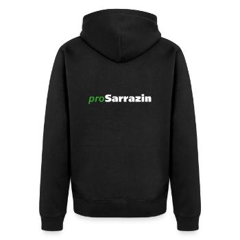 proSarrazin - Unisex Premium Bio Zip Hoodie - Schwarz - Hinten - Nico (187cm)