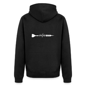 Darts - Unisex Premium Bio Zip Hoodie - Schwarz - Hinten - Nico (187cm)