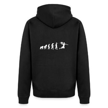 Handball Evolution Geschenkidee - Unisex Premium Bio Zip Hoodie - Schwarz - Hinten - Nico (187cm)