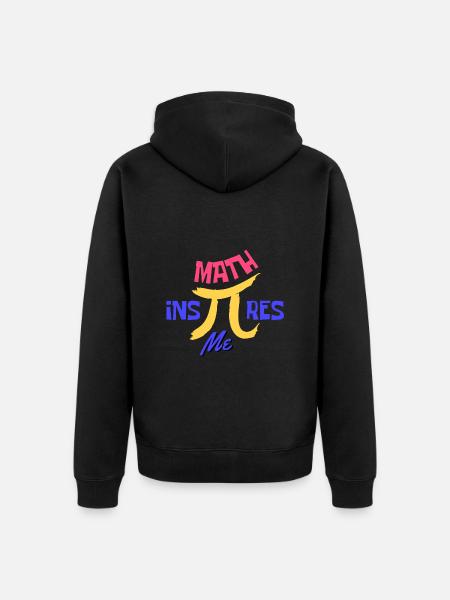 Wiskunde inspireert me Pi Dag Wiskunde Motiverende Quote - Premium økologisk unisex-hættejakke - sort