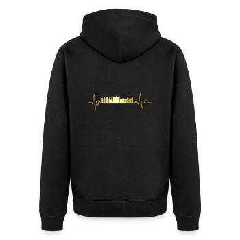 Heartbeat Brussels - Unisex Premium Organic Zip Hoodie - black - Back - Nico (187cm)