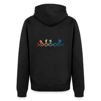 Eishockey liegt in meiner DNA - Unisex Premium Bio Zip Hoodie - Schwarz - Hinten - Nico (187cm)