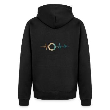 Retro Heartbeat Runic Alphabet - Unisex Premium Organic Zip Hoodie - black - Back - Nico (187cm)