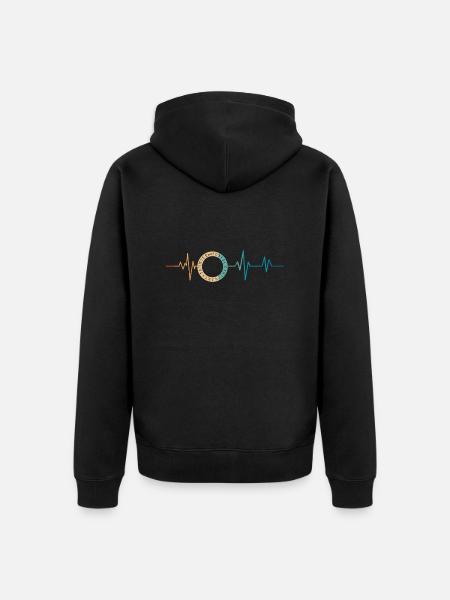 Retro Heartbeat Runic Alphabet - Unisex Premium Organic Zip Hoodie - black