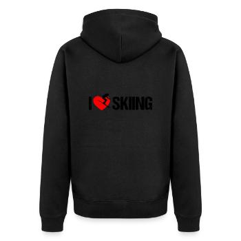 I love skiing - Unisex Premium Bio Zip Hoodie - Schwarz - Hinten - Nico (187cm)