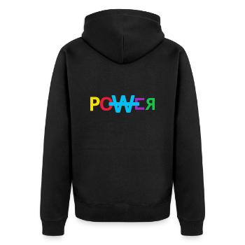 Power Music Grafik Power Music Graphic - Unisex Premium Bio Zip Hoodie - Schwarz - Hinten - Nico (187cm)