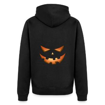 Kürbis Gesicht für Halloween - Unisex Premium Bio Zip Hoodie - Schwarz - Hinten - Nico (187cm)