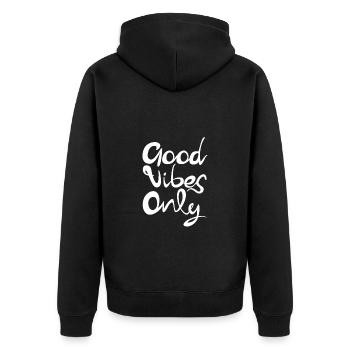 Ondes positives, message positif et optimiste - Veste à capuche bio Premium Unisexe - noir - Dos - Nico (187cm)