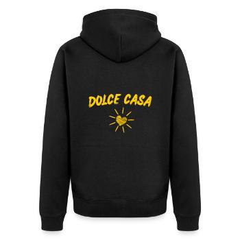 Dolce Casa Sweet Home Süßes Zuhause - Unisex Premium Bio Zip Hoodie - Schwarz - Hinten - Nico (187cm)
