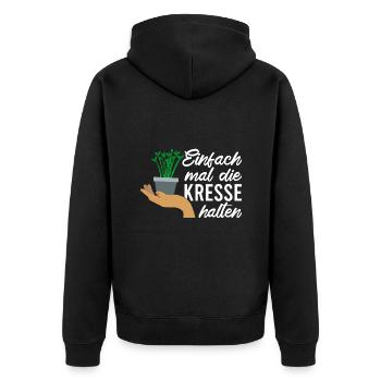 Einfach Mal die Kresse Halten Gartenlust Gärtner - Unisex Premium Bio Zip Hoodie - Schwarz - Hinten - Nico (187cm)