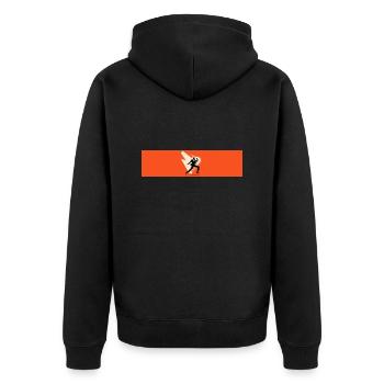 Der rennende Mann - Unisex Premium Bio Zip Hoodie - Schwarz - Hinten - Nico (187cm)