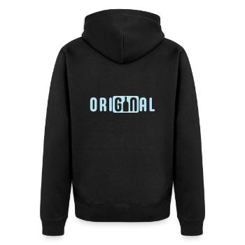 Original Gin - Unisex Premium Organic Zip Hoodie - black - Back - Nico (187cm)
