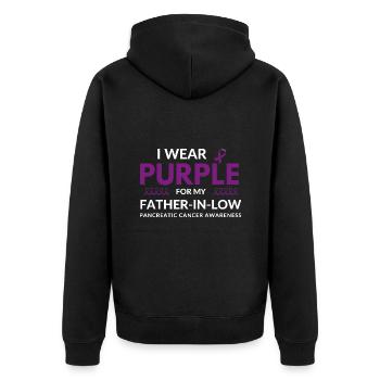 I Wear Purple For My Father-In-Low Cancer - Unisex Premium Organic Zip Hoodie - black - Back - Nico (187cm)