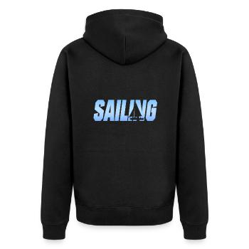 Seglen Segler Segelschiff - Unisex Premium Bio Zip Hoodie - Schwarz - Hinten - Nico (187cm)