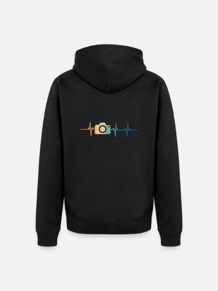Heartbeat Camera - Unisex Premium Organic Zip Hoodie - black