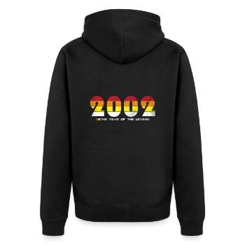 Millésime 2002 - L’Année de la Légende - Rétro 22 - Veste à capuche bio Premium Unisexe - noir - Dos - Nico (187cm)