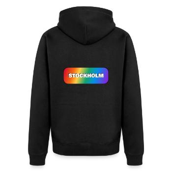 FIERTÉ ARC-EN-CIEL DE STOCKHOLM - Veste à capuche bio Premium Unisexe - noir - Dos - Nico (187cm)