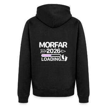 Morfar 2026 schwedisch - Unisex Premium Bio Zip Hoodie - Schwarz - Hinten - Nico (187cm)
