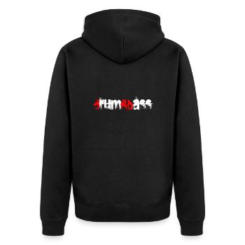 dnb (redwhiteonblack) - Unisex Premium Bio Zip Hoodie - Schwarz - Hinten - Nico (187cm)