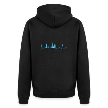 Herzschlag London Skyline England Heartbeat - Unisex Premium Organic Zip Hoodie - black - Back - Nico (187cm)