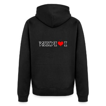 I love porn mirrored text - Unisex Premium Organic Zip Hoodie - black - Back - Nico (187cm)