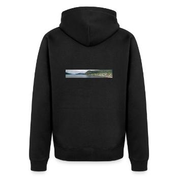 Nordfjordeid Vue panoramique depuis le port de Norvège - Veste à capuche bio Premium Unisexe - noir - Dos - Nico (187cm)