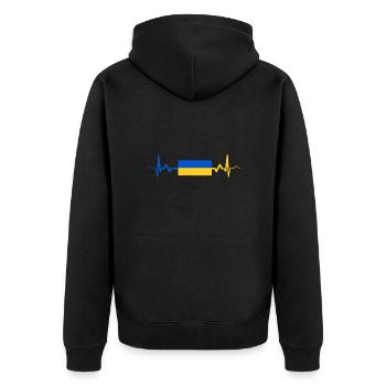Ukraine Heartbeat Flag ECG Cadeau - Veste à capuche bio Premium Unisexe - noir - Dos - Nico (187cm)