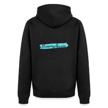 Braunschweig - Unisex Premium Bio Zip Hoodie - Schwarz - Hinten - Nico (187cm)