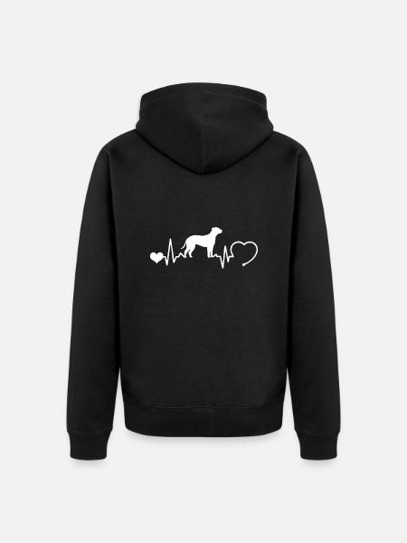 Bullmastiff mit Herzschlag - Unisex Premium Bio Zip Hoodie - Schwarz