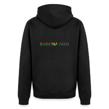 Flag of Burkina Faso - Unisex Premium Organic Zip Hoodie - black - Back - Nico (187cm)