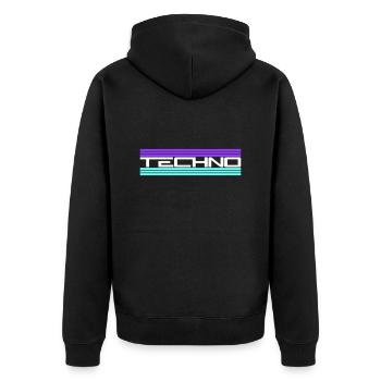 Techno Love Citation Dire Musique Fête Célébrer Logo - Veste à capuche bio Premium Unisexe - noir - Dos - Nico (187cm)