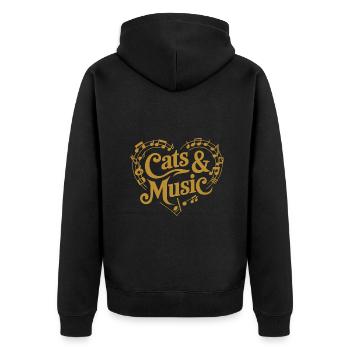 Katzen und Musik Musiknoten und Notenlinien - Unisex Premium Bio Zip Hoodie - Schwarz - Hinten - Nico (187cm)
